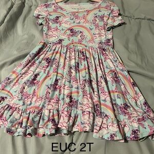 Posh Peanut Rainbow and Unicorn Dress - Pink and Purple